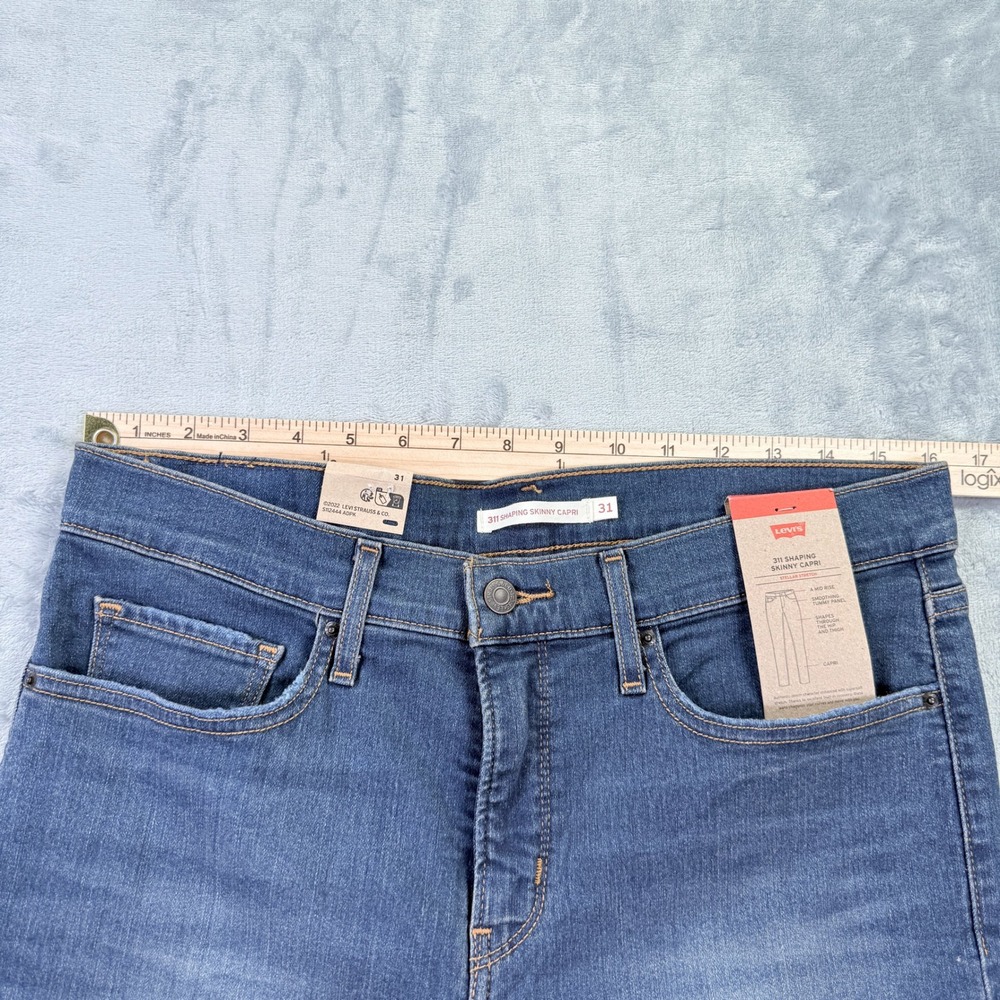 Levis 311 Shaping Skinny Capri Jeans Medium Wash Blue Denim 31 Waist 32" - Picture 8 of 16